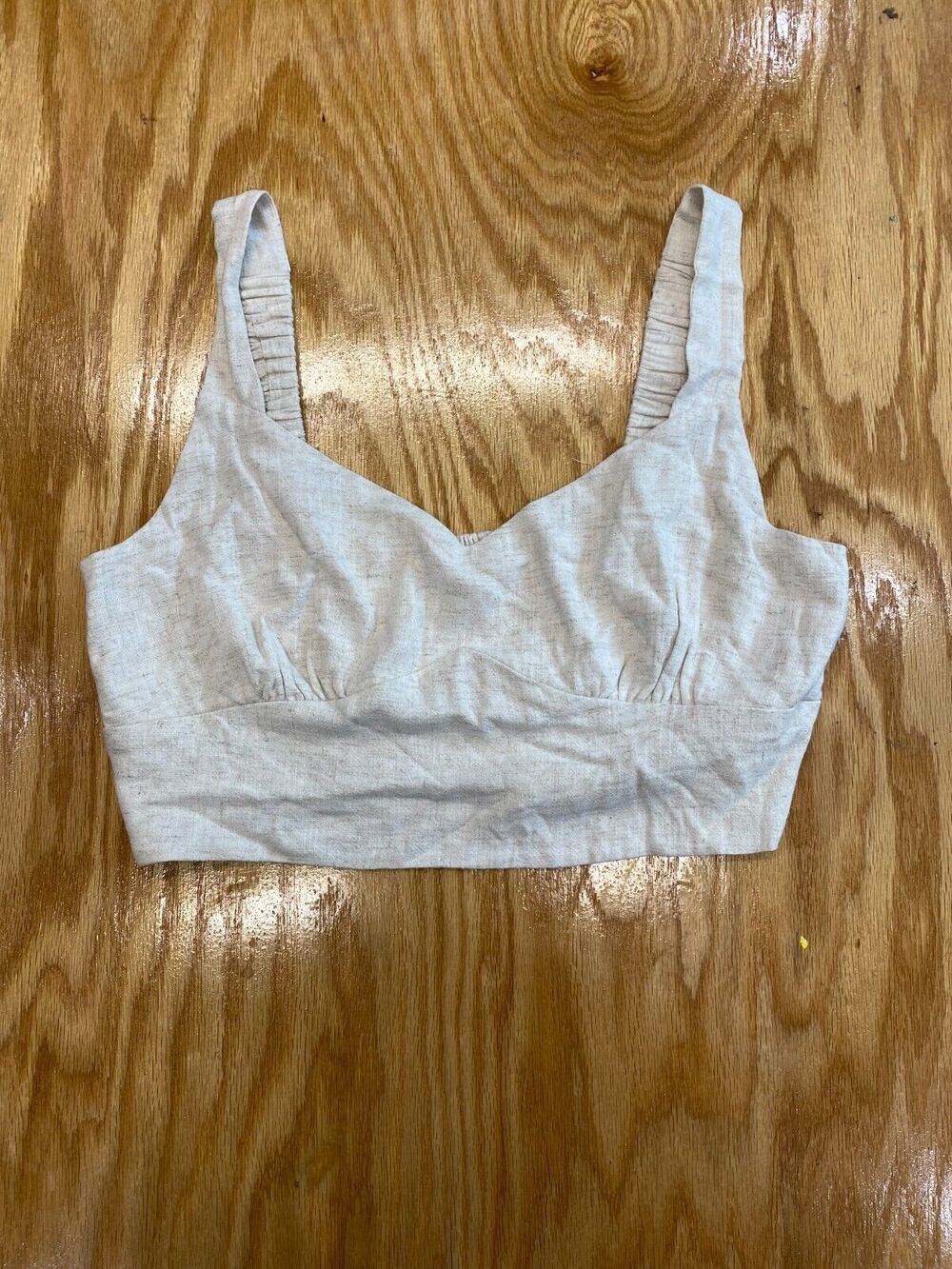 Sophie Rue Cropped Tank Top Womens Large Gray Sleeveless Wide Strap Preppy B62